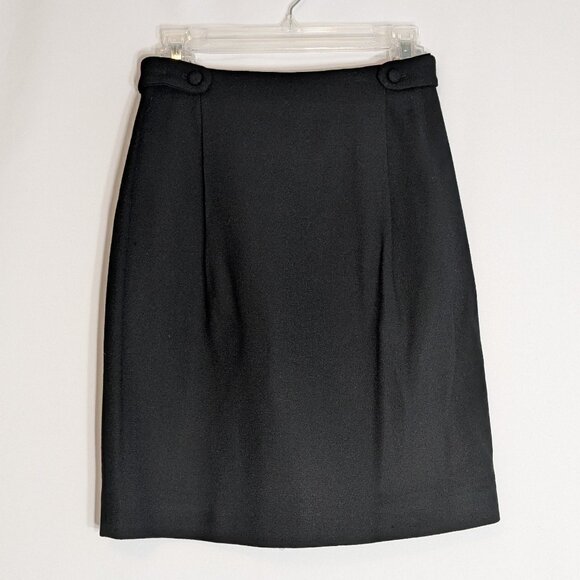 TALBOTS Petites, 100% Pure Wool Short Black Pencil Skirt; Back Zipper; Size 4P - Picture 1 of 6